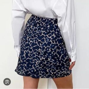 Babaton Blue and White Slip Mini Skirt